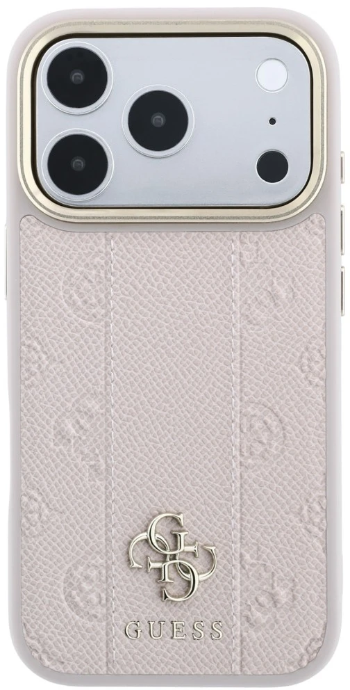 Dėklas Guess Stripe Peony 4G Logo MagSafe skirtas Iphone 18 Pro Max/ 17 Pro Max rožinės spalvos