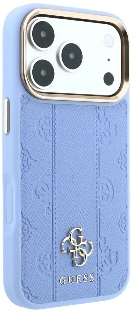 Dėklas Guess Stripe Peony 4G Logo MagSafe do iPhone 18 Pro / 17 Pro Šviesiai mėlynas