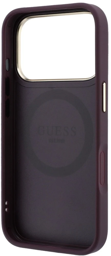 Dėklas Guess Stripe Peony 4G Logo MagSafe do iPhone 18 Pro Max / 17 Pro Max bordo spalvos