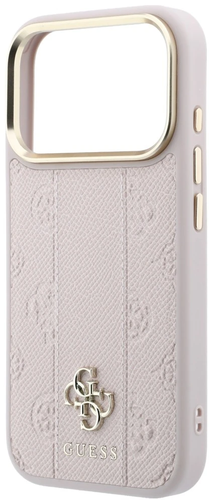 Dėklas Guess Stripe Peony 4G Logo MagSafe skirtas Iphone 18 Pro Max/ 17 Pro Max rožinės spalvos