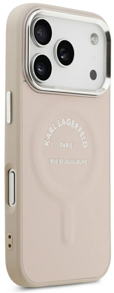 Dėklas Karl Lagerfeld Embossed Open Ring RSG Logo MagSafe Case for iPhone 17 Pro / 18 Pro - Rožinė