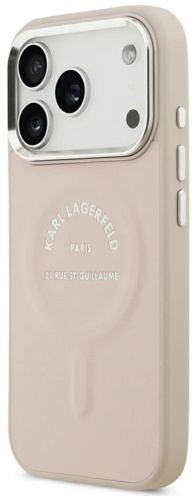 Dėklas Karl Lagerfeld Embossed Open Ring RSG Logo MagSafe Case for iPhone 17 Pro / 18 Pro - Rožinė