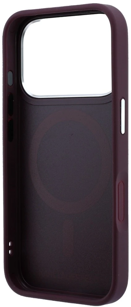 Karl Lagerfeld Embossed Open Ring RSG Logo MagSafe dėklas, skirtas iPhone 18 Pro Max / 17 Pro Max, bordo spalvos