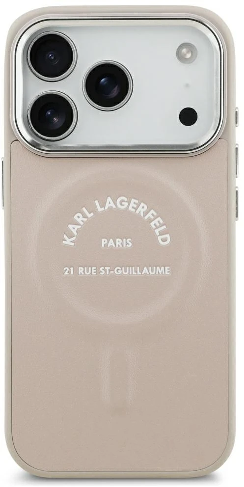 Dėklas Karl Lagerfeld Embossed Open Ring RSG Logo MagSafe Case for iPhone 17 Pro / 18 Pro - Rožinė