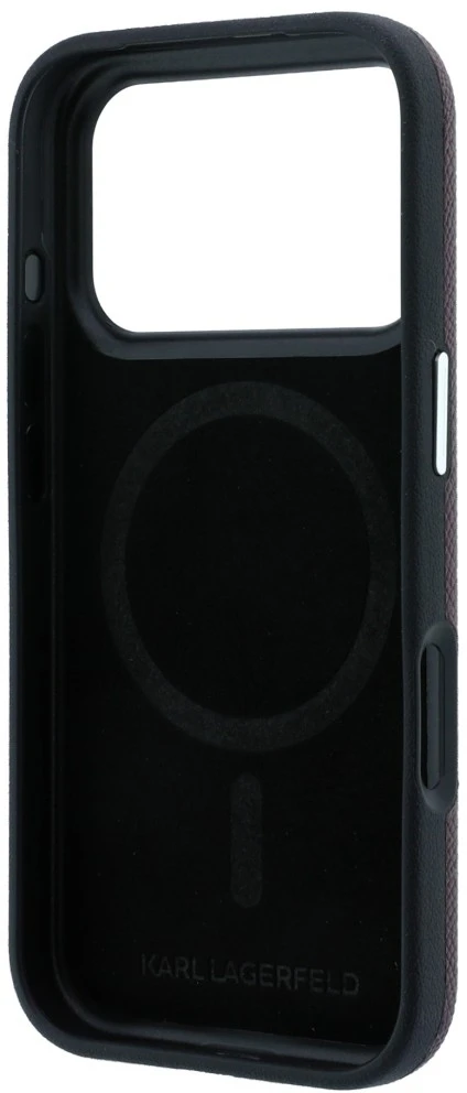 Dėklas Karl Lagerfeld Grained Choupette Head Metal MagSafe case for iPhone 17 Pro / 18 Pro - burgundy