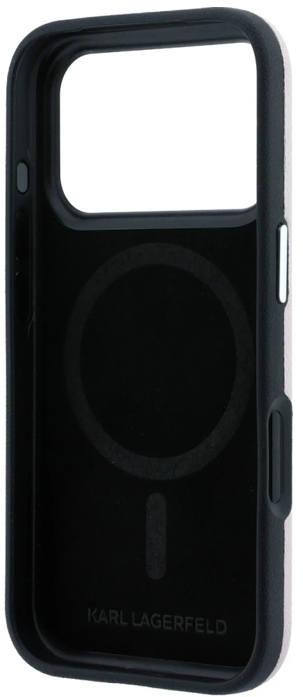 Dėklas Karl Lagerfeld Grained Choupette Head Metal MagSafe Case for iPhone 17 Pro Max / 18 Pro Max - Rožinė