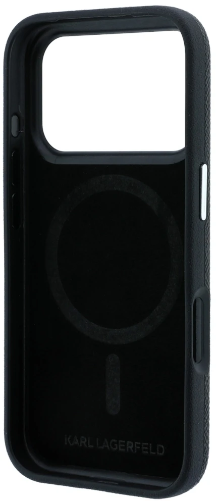 Dėklas Karl Lagerfeld Grained Choupette Head Metal MagSafe Case for iPhone 17 Pro Max / 18 Pro Max - Juodas