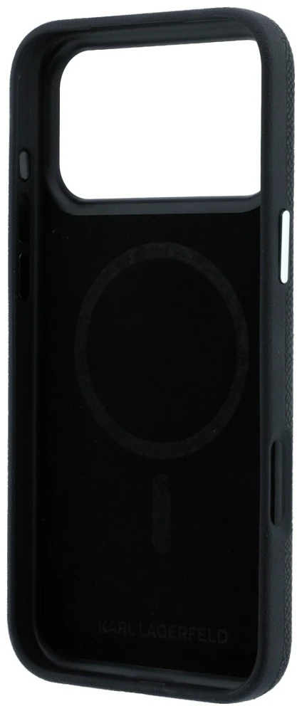 Dėklas Karl Lagerfeld Grained Elongated Logo MagSafe Case for iPhone 17 Pro Max / 18 Pro Max - Juodas