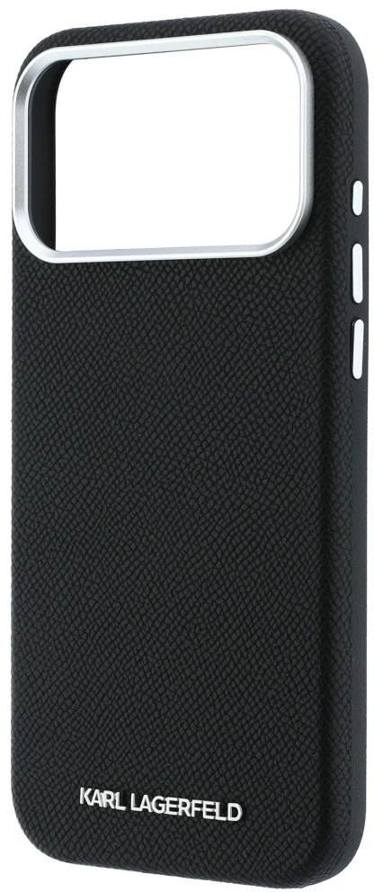 Dėklas Karl Lagerfeld Grained Elongated Logo MagSafe do iPhone 18 Pro / 17 Pro juoda