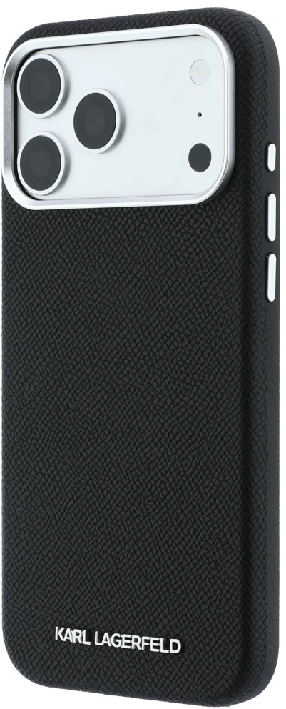 Dėklas Karl Lagerfeld Grained Elongated Logo MagSafe Case for iPhone 17 Pro Max / 18 Pro Max - Juodas