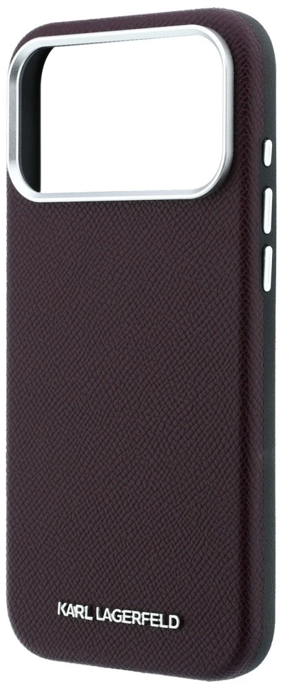 Dėklas Karl Lagerfeld Grained Elongated Logo MagSafe do iPhone 18 Pro Max / 17 Pro Max bordo spalvos