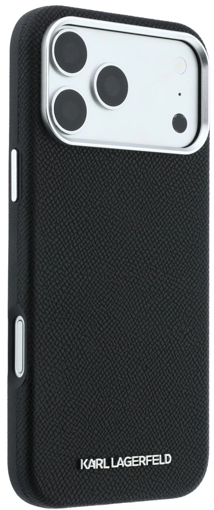Dėklas Karl Lagerfeld Grained Elongated Logo MagSafe do iPhone 18 Pro / 17 Pro juoda