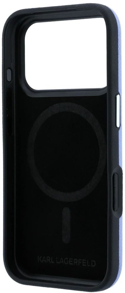 Dėklas Cg Mobile Sas Karl Lagerfeld Grained Embossed Ring & Kameo Logo MagSafe case for Iphone 18 Pro / 17 Pro mėlynas