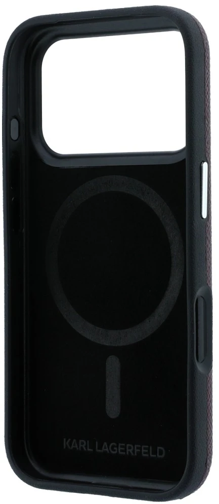 Dėklas Karl Lagerfeld Grained Choupette Head Metal MagSafe case for iPhone 18 Pro Max - burgundy