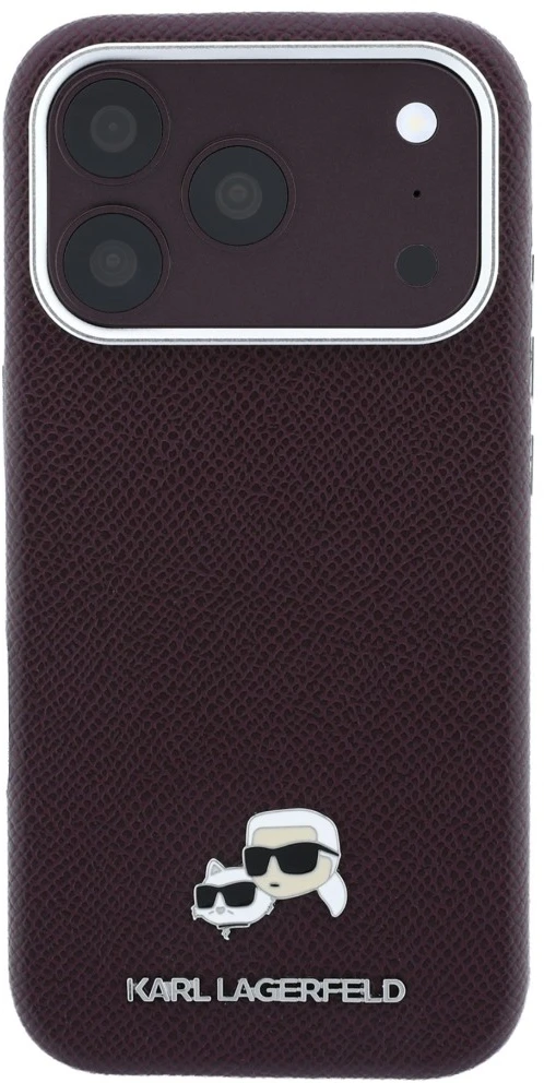 Dėklas Karl Lagerfeld Grained Choupette Head Metal MagSafe case for iPhone 18 Pro Max - burgundy