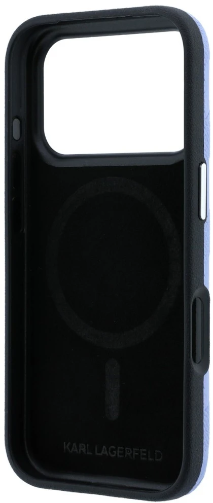 Dėklas Karl Lagerfeld Grained Mono Resin Logo MagSafe do iPhone 18 Pro Max / 17 Pro Max Šviesiai mėlynas