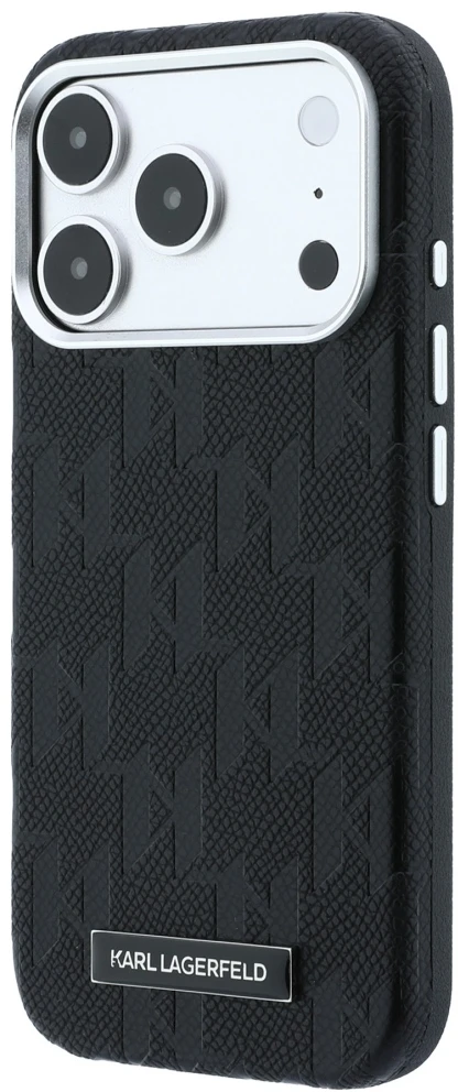 Dėklas Karl Lagerfeld Grained Mono Resin Logo MagSafe Case for iPhone 17 Pro Max / 18 Pro Max - Juodas