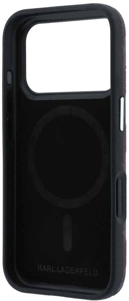 Dėklas Karl Lagerfeld Grained Mono Resin Logo MagSafe Case for iPhone 17 Pro Max / 18 Pro Max - Burgundy