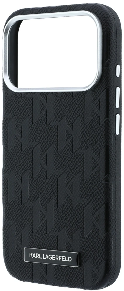 Dėklas Karl Lagerfeld Grained Mono Resin Logo MagSafe Case for iPhone 17 Pro Max / 18 Pro Max - Juodas