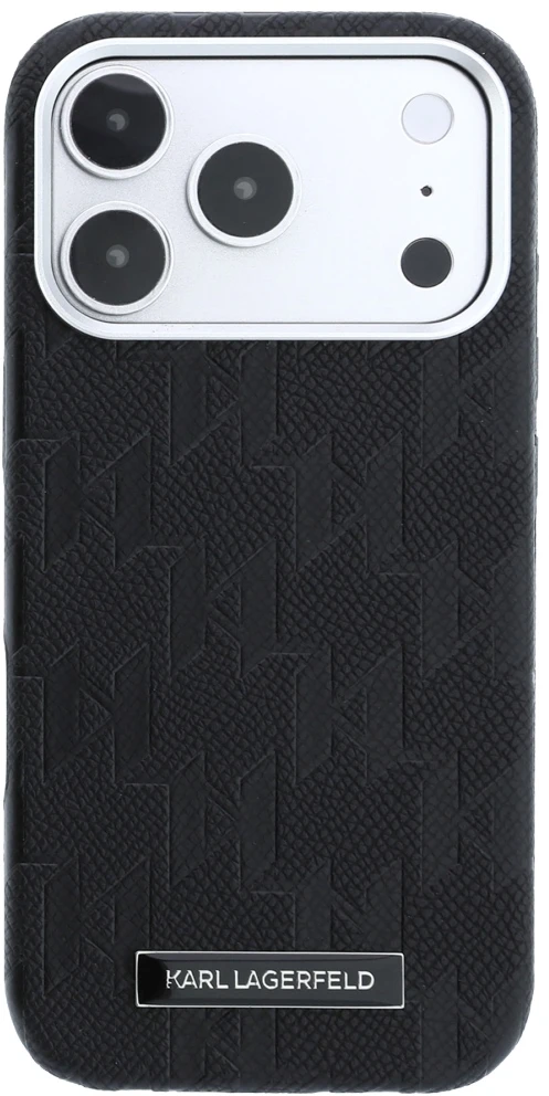Dėklas Karl Lagerfeld Grained Mono Resin Logo MagSafe Case for iPhone 17 Pro Max / 18 Pro Max - Juodas