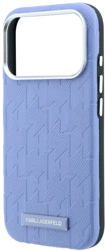 Dėklas Karl Lagerfeld Grained Mono Resin Logo MagSafe do iPhone 18 Pro / 17 Pro Šviesiai mėlynas