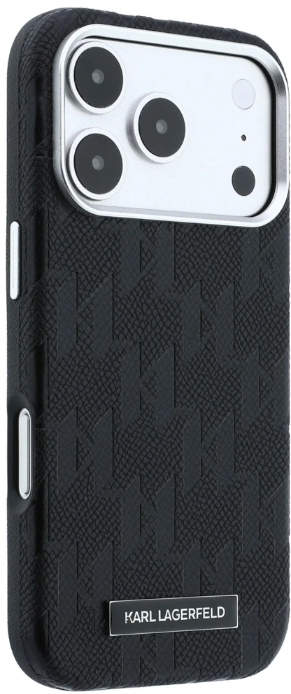 Dėklas Karl Lagerfeld Grained Mono Resin Logo MagSafe Case for iPhone 17 Pro Max / 18 Pro Max - Juodas