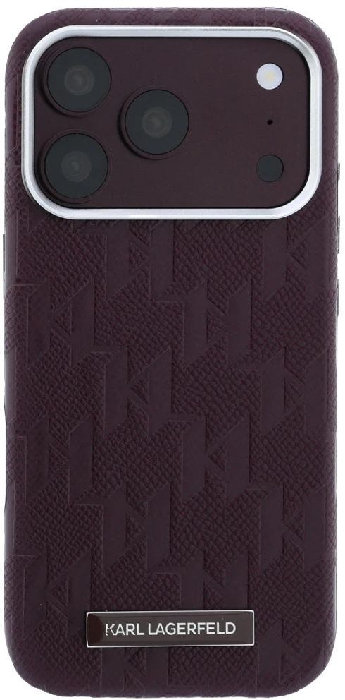 Dėklas Karl Lagerfeld Grained Mono Resin Logo MagSafe Case for iPhone 17 Pro / 18 Pro - Burgundy