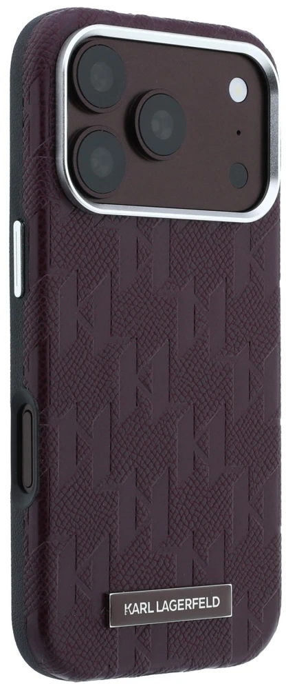 Dėklas Karl Lagerfeld Grained Mono Resin Logo MagSafe Case for iPhone 17 Pro Max / 18 Pro Max - Burgundy