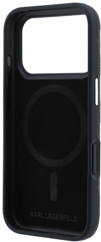 Dėklas Karl Lagerfeld Grained Mono Resin Logo MagSafe Case for iPhone 17 Pro Max / 18 Pro Max - Juodas