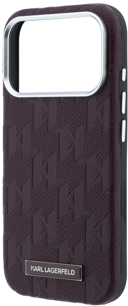 Dėklas Karl Lagerfeld Grained Mono Resin Logo MagSafe Case for iPhone 17 Pro Max / 18 Pro Max - Burgundy
