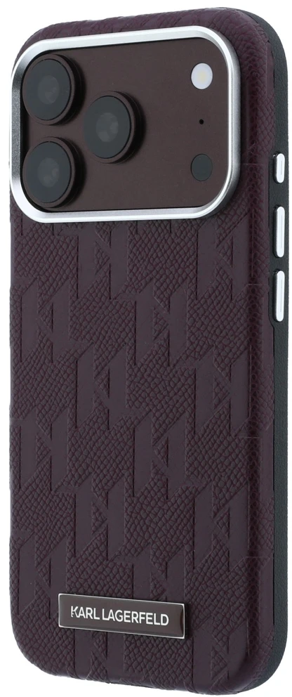 Dėklas Karl Lagerfeld Grained Mono Resin Logo MagSafe Case for iPhone 17 Pro / 18 Pro - Burgundy