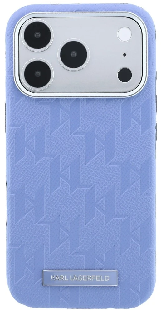 Dėklas Karl Lagerfeld Grained Mono Resin Logo MagSafe do iPhone 18 Pro / 17 Pro Šviesiai mėlynas