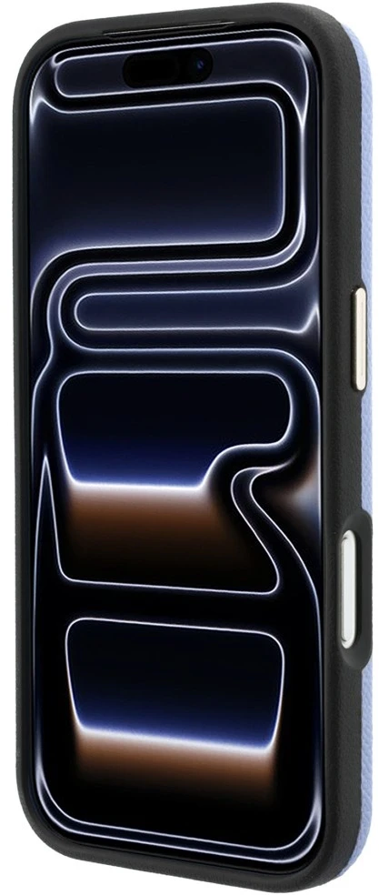Dėklas Karl Lagerfeld Grained with Resin Signature Logo MagSafe, skirtas iPhone 18 Pro / 17 Pro, šviesiai mėlynas