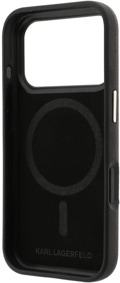 Dėklas Karl Lagerfeld Grained with Resin Signature Logo MagSafe, skirtas iPhone 18 Pro Max / 17 Pro Max