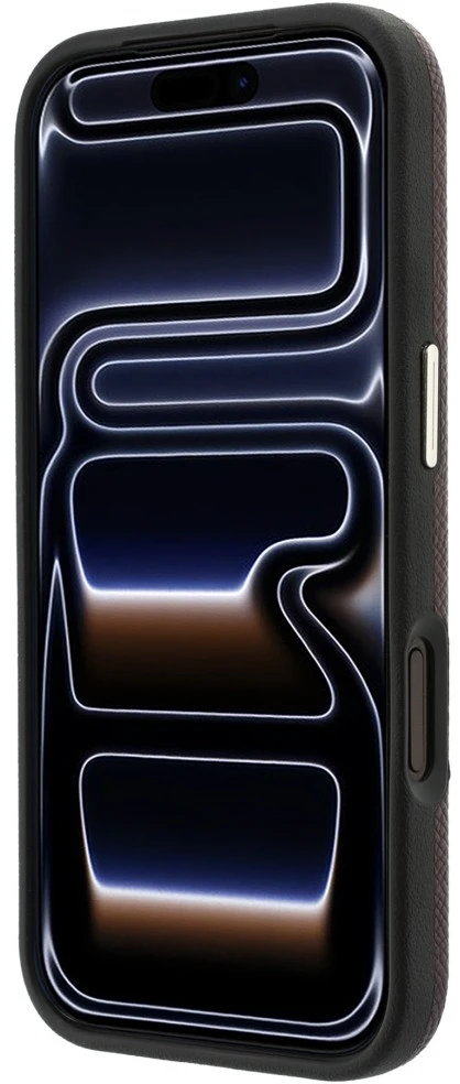 Dėklas Karl Lagerfeld Grained with Resin Signature Logo MagSafe, skirtas iPhone 18 Pro / 17 Pro, bordo spalvos