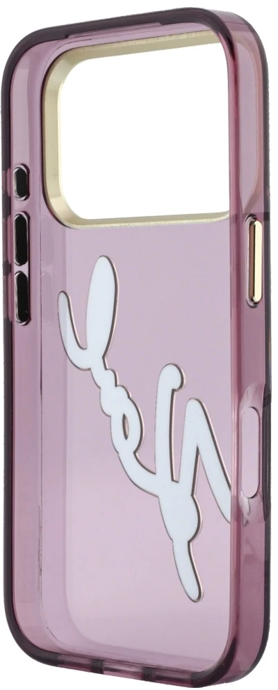 Dėklas Karl Lagerfeld IML Big Signature Resin Metal Frame case for iPhone 18 Pro / 17 Pro burgundy