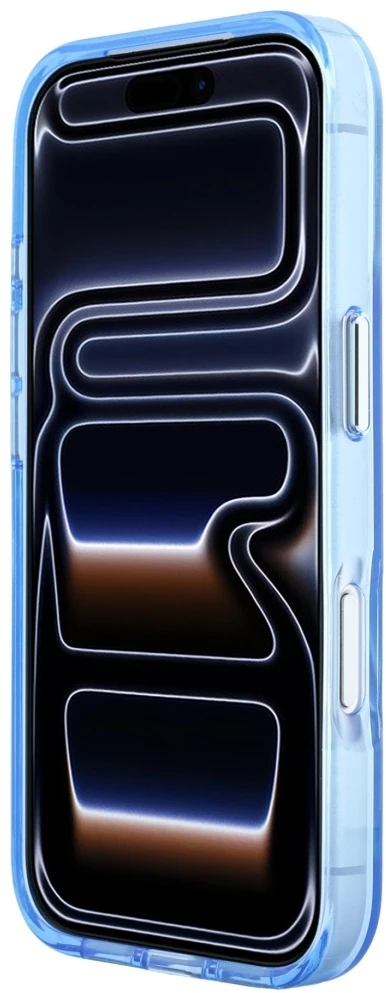 Karl Lagerfeld IML Big Signature derva metalo rėmelio dėklas, skirtas iPhone 17 Pro / 18 Pro – Mėlyna