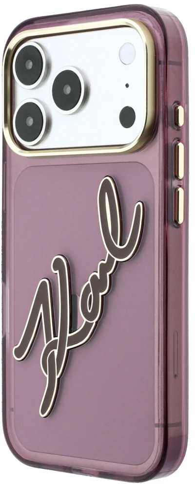 Dėklas Karl Lagerfeld IML Big Signature Resin Metal Frame case for iPhone 18 Pro / 17 Pro burgundy