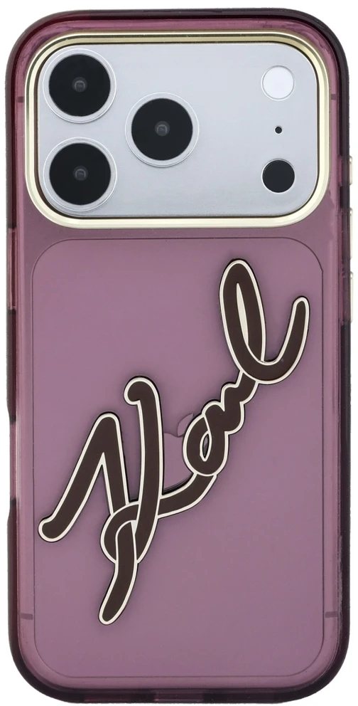 Dėklas Karl Lagerfeld IML Big Signature Resin Metal Frame case for iPhone 18 Pro / 17 Pro burgundy