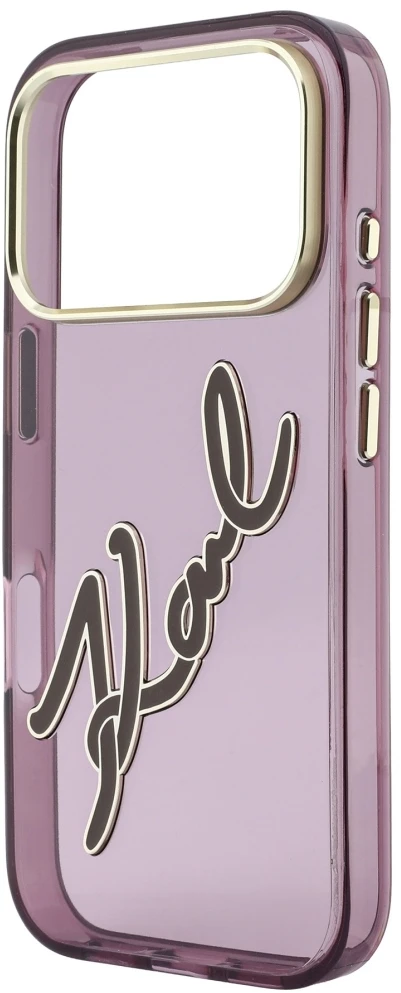 Dėklas Karl Lagerfeld IML Big Signature Resin Metal Frame case for iPhone 18 Pro / 17 Pro burgundy