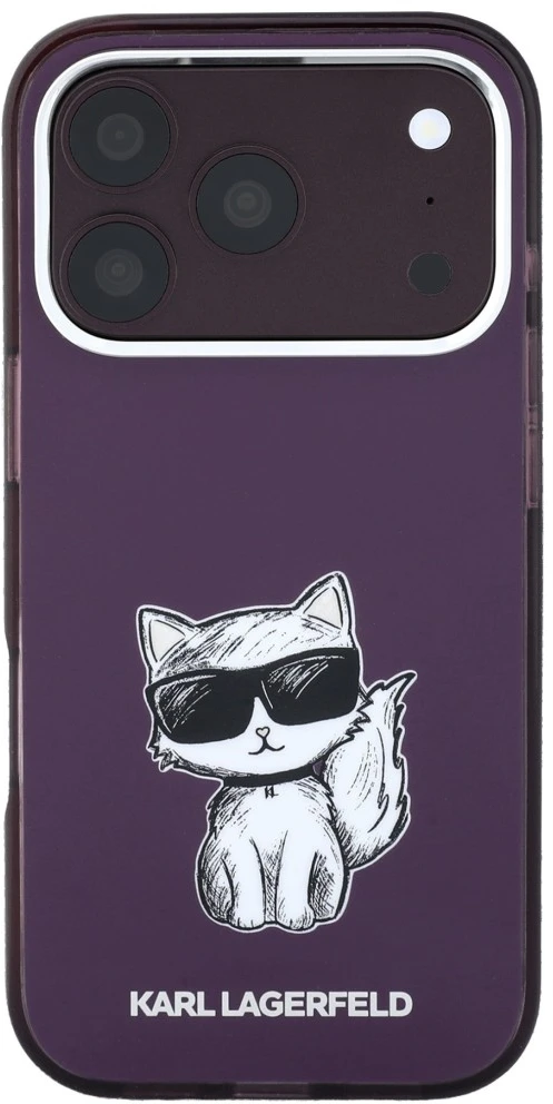 Dėklas Karl Lagerfeld IML Choupette Body Sketch Print MagSafe case for iPhone 18 Pro Max / 17 Pro Max burgundy
