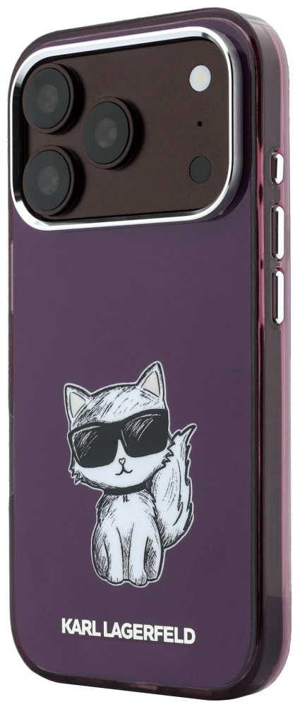 Dėklas Karl Lagerfeld IML Choupette Body Sketch Print MagSafe case for iPhone 18 Pro Max / 17 Pro Max burgundy