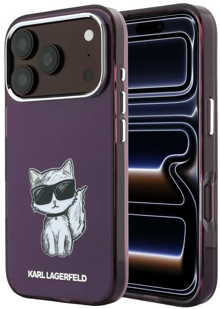 Dėklas Karl Lagerfeld IML Choupette Body Sketch Print MagSafe case for iPhone 18 Pro Max / 17 Pro Max burgundy