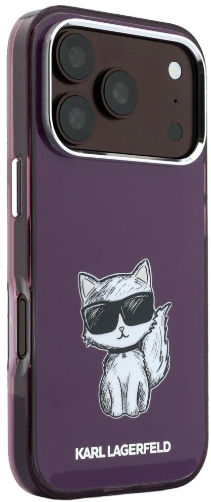 Dėklas Karl Lagerfeld IML Choupette Body Sketch Print MagSafe case for iPhone 18 Pro Max / 17 Pro Max burgundy
