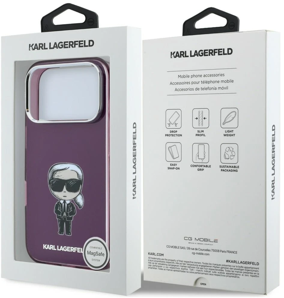 Dėklas Karl Lagerfeld IML Ikonik Sketch Print MagSafe case for iPhone 18 Pro Max / 17 Pro Max burgundy
