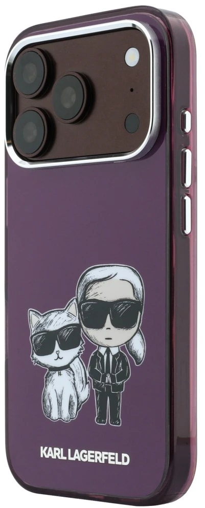 Karl Lagerfeld IML Karl&Choupette Bodies Sketch Print dėklas MagSafe, skirtas iPhone 17 Pro / 18 Pro – bordo spalvos