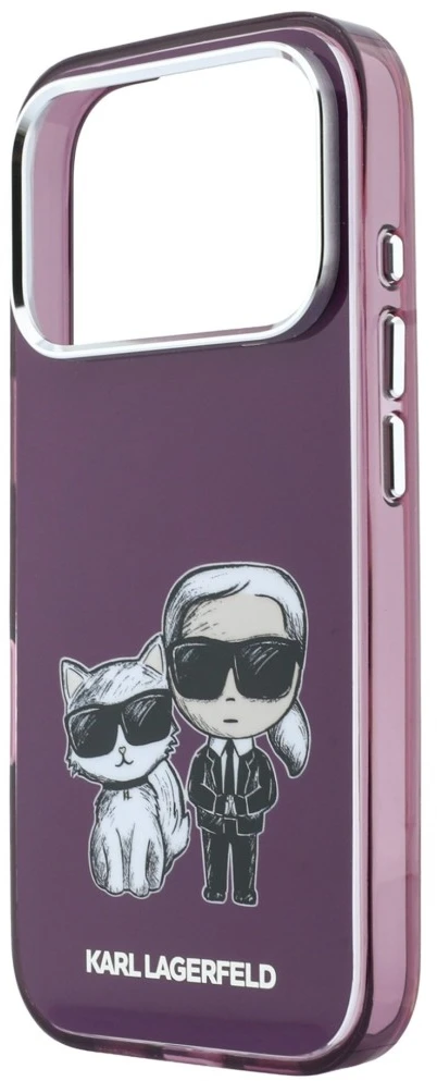 Karl Lagerfeld IML Karl&Choupette Bodies Sketch Print dėklas MagSafe, skirtas iPhone 17 Pro / 18 Pro – bordo spalvos