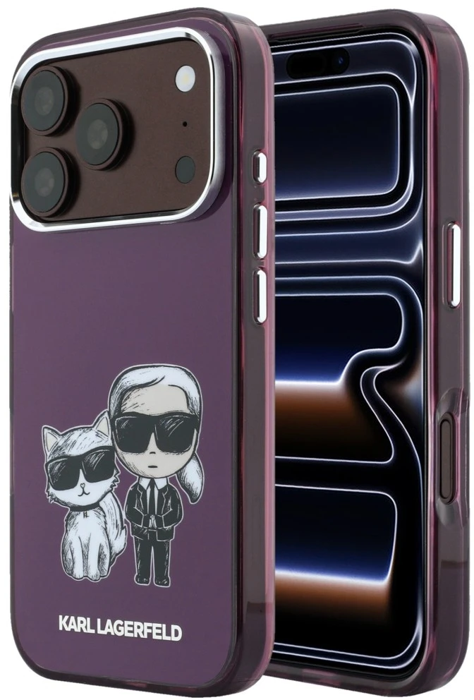 Karl Lagerfeld IML Karl&Choupette Bodies Sketch Print dėklas MagSafe, skirtas iPhone 17 Pro / 18 Pro – bordo spalvos