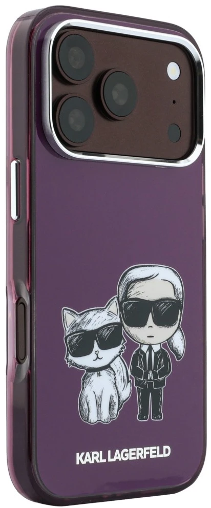 Karl Lagerfeld IML Karl&Choupette Bodies Sketch Print dėklas MagSafe, skirtas iPhone 17 Pro / 18 Pro – bordo spalvos