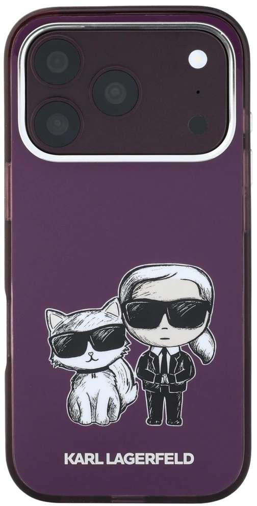 Karl Lagerfeld IML Karl&Choupette Bodies Sketch Print dėklas MagSafe, skirtas iPhone 17 Pro / 18 Pro – bordo spalvos